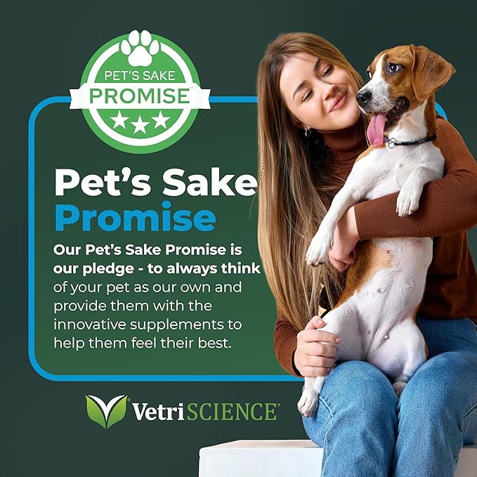 VETRISCIENCE Veterinary Strength Calm & Confident Chews - Stress Supplement for Pets - Supports Brain Function for Cats & Dogs - with L-Theanine, Thiamine & More - 60 Count