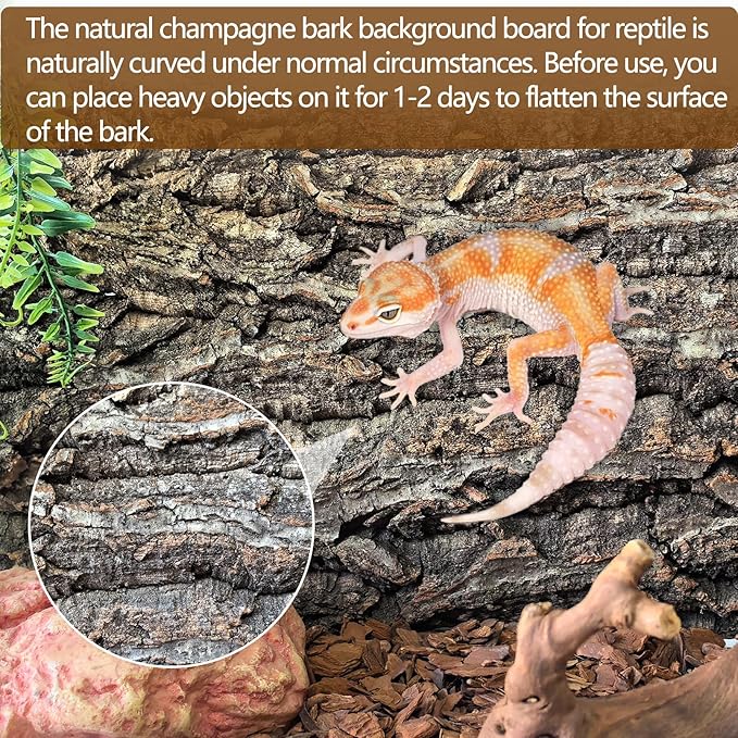 Hamiledyi Cork Terrarium Background 11.8x7.9in 4PCS Natural Reptile Cork Bark Flats Terrarium Board Bearded Dragon Climbing Wall Mat Tank Decor for Lizard Chamelon Snake Turtle Spider Crested Gecko