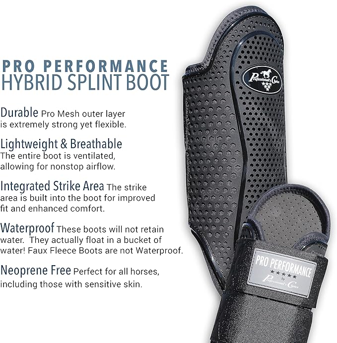Professional's Choice Pro Performance Hybrid Splint Boot | Durable Pro Mesh Outer Layer | Integrated Strike Area | Exercise or Turnout | Waterproof | Front or Hind Legs | Medium and Large