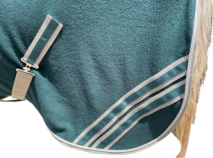 Majestic Ally Anti Pill Fleece Horse Blanket/Sheet with Silver Braided Rope (Hunter Green, 74)