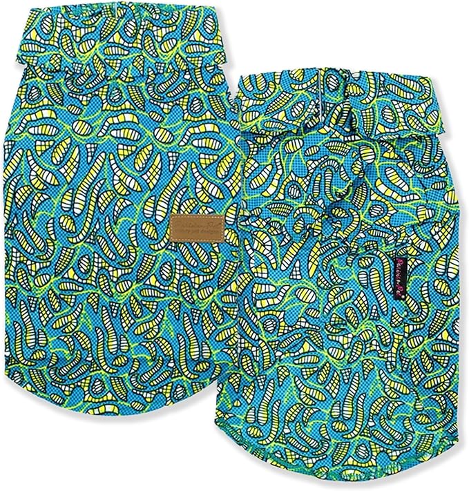 Parisian Pet Stylish Dog Shirt - Tribal Camp Beach Outfit - 100% Cotton Dog Summer Clothes - Breathable and Cool Pet Clothing - Machine Washable - Small Dogs