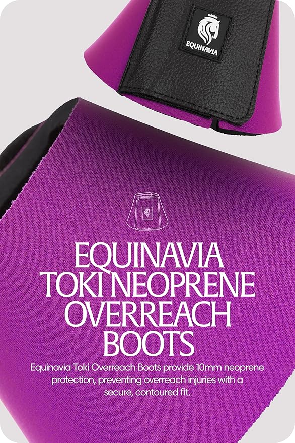 Equinavia Toki Bell Boots for Horses | Neoprene Overreach Boots - Bright Purple - S