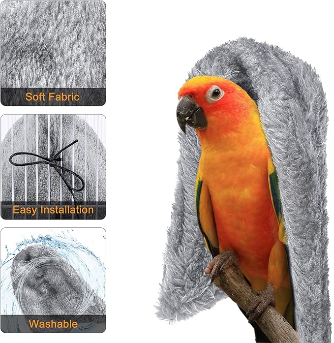 Comfort Corner Fleece Bird Blanket Parrot Cage Snuggle Hut Warm Bird Nest House Bed Hanging Hammock Toy for Parakeet Cockatiel Pigeon Small Animals Shelter Plush Bedding(Size S)