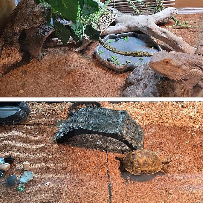 PINVNBY 4 Pieces Reptile Carpet,Bearded Dragon Natural Coconut Fiber Mat,Lizard Terrarium Liner Pads,Tortoises Bedding Supplies for Gecko Snake Chameleons(4 Sheets / 19.7x11.8x0.4inches)