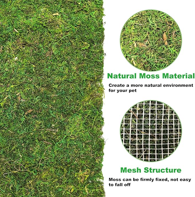 kathson Reptile Carpet, Natural Moss Mat for Terrarium, Bearded Dragon Tank Flooring Green Substrate Liner for Leopard Gecko Hermit Crab Lizard Tortoise (70.86" X 11.81")