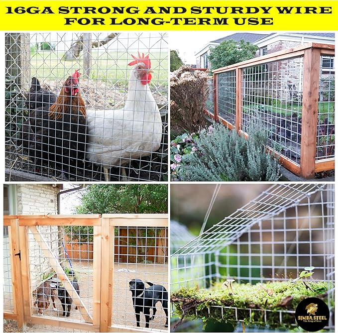 24” x 100 FT Hardware Cloth 1 inch Mesh 16 Gauge, Hot Dip Galvanised Wire Mesh, Rust Proof, Welded Cage Wire Rolls for Garden, Fence, Chicken, Rabbit, Pet Enclosures 24 x 100 (1 x 1)
