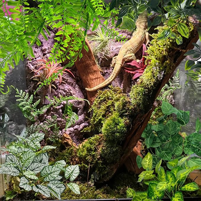 Hamiledyi 5 Pcs Reptile Plants Terrarium Hanging Fake Plant Leaves, Bearded Dragon Tank Accessories, Habitat Decor for Snake Leopard Gecko Lizard Chameleon Spider Turtle (Style 2)