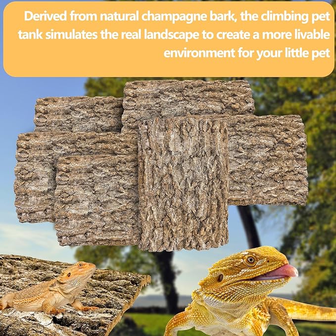6PCS Cork Terrarium Background 15.7x11.8in Natural Large Cork Bark Backdrop Reptile Climbing Mat Tank Habitat Decor for Spider Lizard Chamelon Turtle Beared Dragon