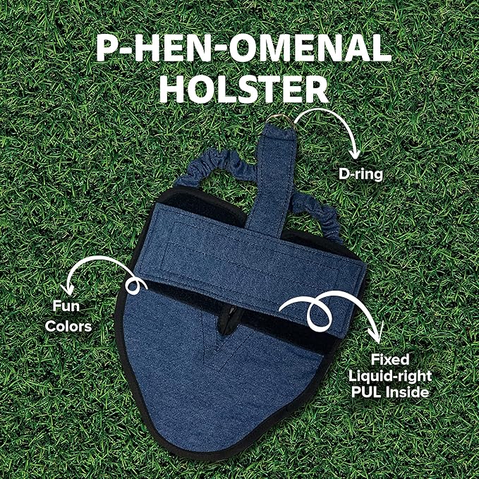 Hen Holster Bird Diaper, Wrap Around - for Hens, Roosters, Ducks, Leak-Proof Design, Comfortable Fleece Strap Bird Harness with Sewn-in Liner, Secure Hook and Loop Closure - XL, Denim