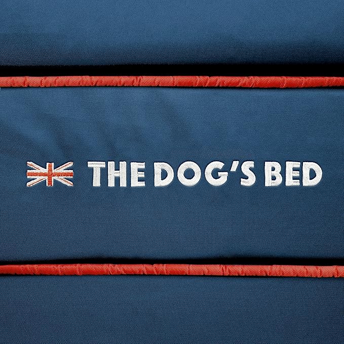 The Dog’s Bed Orthopedic Dog Bed Medium Blue Oxford with Red Trim UK Flag Dog Bed 30x23.5, Memory Foam, Pain Relief, Post Surgery, Lameness, Veterinary Approved, Waterproof Washable Cover Cover