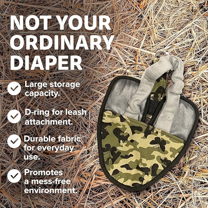 Bird Diaper, Wrap Around, for Larger Pigeons, Small Breed Hens and Roosters, Leak-Proof Design, Fleece Strap Bird Harness with Sewn-in Liner & Secure Hook and Loop Closure - XS, Butterfly Camo