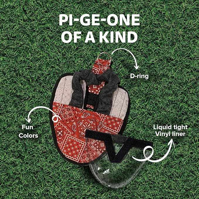 Hen Holster Wrap-Around Bird Diaper & Harness for Larger Pigeons, Small Breed - with Removable Liner, Adjustable Fit for Outdoor Adventures & Indoor Use, Easy to wear - Red Bandana, XS