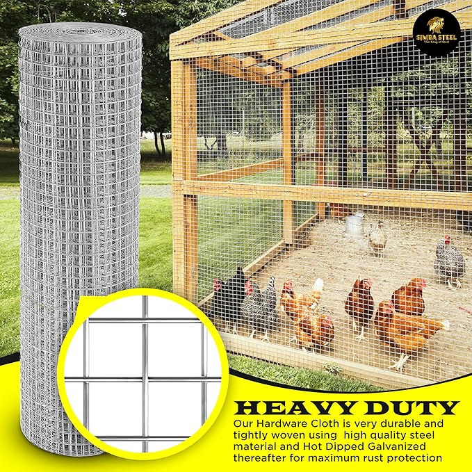 48” x 100 FT Hardware Cloth 1 inch Mesh 16 Gauge, Hot Dip Galvanised Wire Mesh, Rust Proof, Welded Cage Wire Rolls for Garden, Fence, Chicken, Rabbit, Pet Enclosures