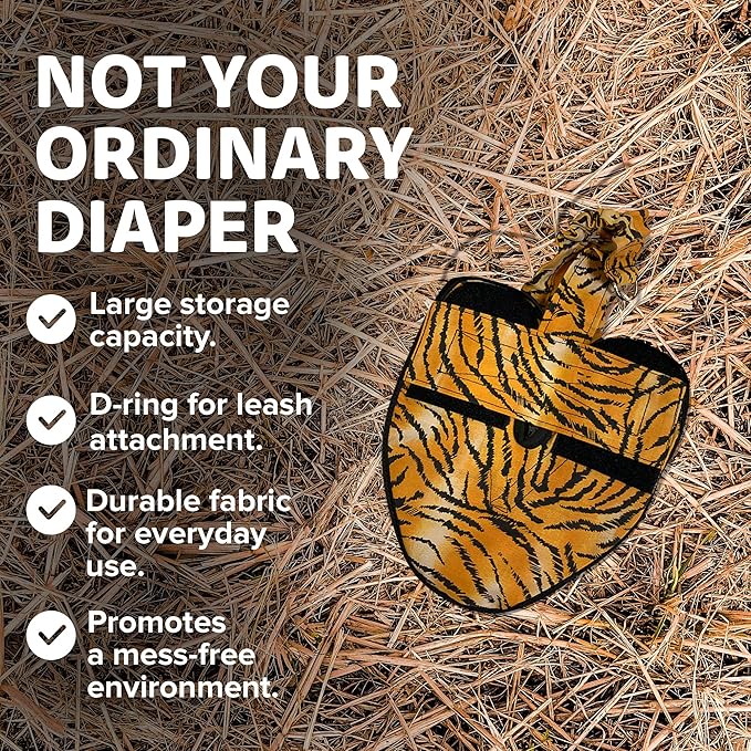 Hen Holster Bird Diaper, Wrap Around - for Hens, Roosters, Ducks, Leak-Proof Design, Comfortable Fleece Strap Bird Harness with Sewn-in Liner, Secure Hook and Loop Closure - XL, Tiger