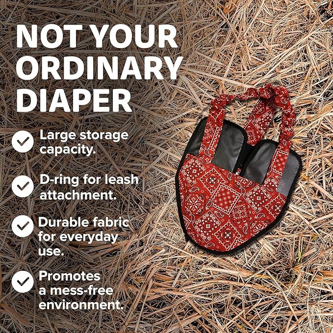 Hen Holster Bird Diaper, Wrap Around - for Hens, Roosters, Ducks, Leak-Proof Design, Comfortable Fleece Strap Bird Harness with Sewn-in Liner, Secure Hook and Loop Closure - S/M, Red Bandana