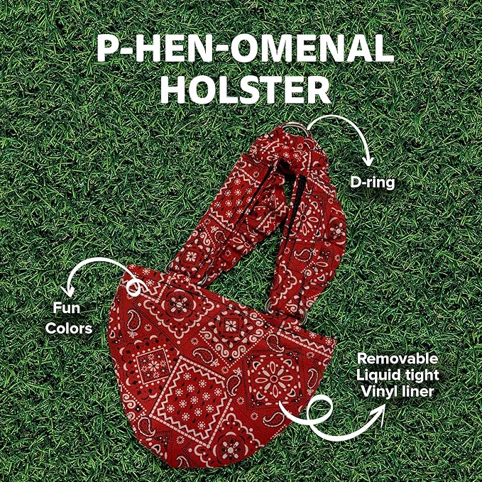 Hen Holster Bikini Diaper, Bird Diaper & Harness for Hens, Roosters, Ducks - with Removable Vinyl Liner, Adjustable Fit for Outdoor Adventures & Indoor Use - Easy to wear - S/M, Red Bandana