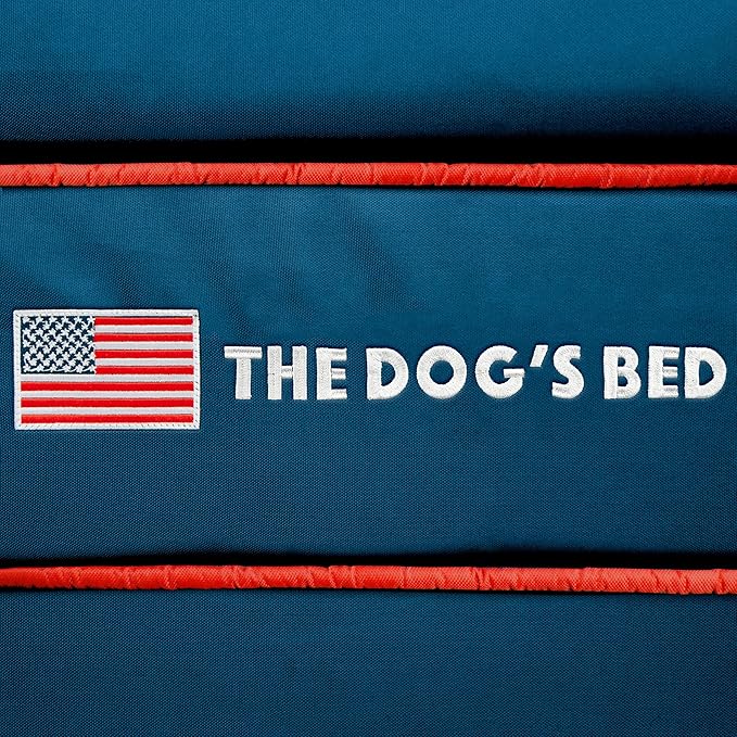 The Dog’s Bed, Medium Blue Oxford with Red Trim USA Flag Dog Bed 30x23.5, Memory Foam, Pain Relief, Post Surgery, Lameness, Supportive, Calming, Waterproof Washable Cover Cover, Veterinary Approved
