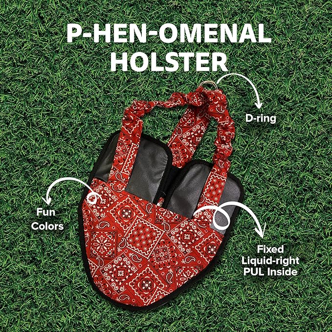 Hen Holster Bird Diaper, Wrap Around - for Hens, Roosters, Ducks, Leak-Proof Design, Comfortable Fleece Strap Bird Harness with Sewn-in Liner, Secure Hook and Loop Closure - S/M, Red Bandana