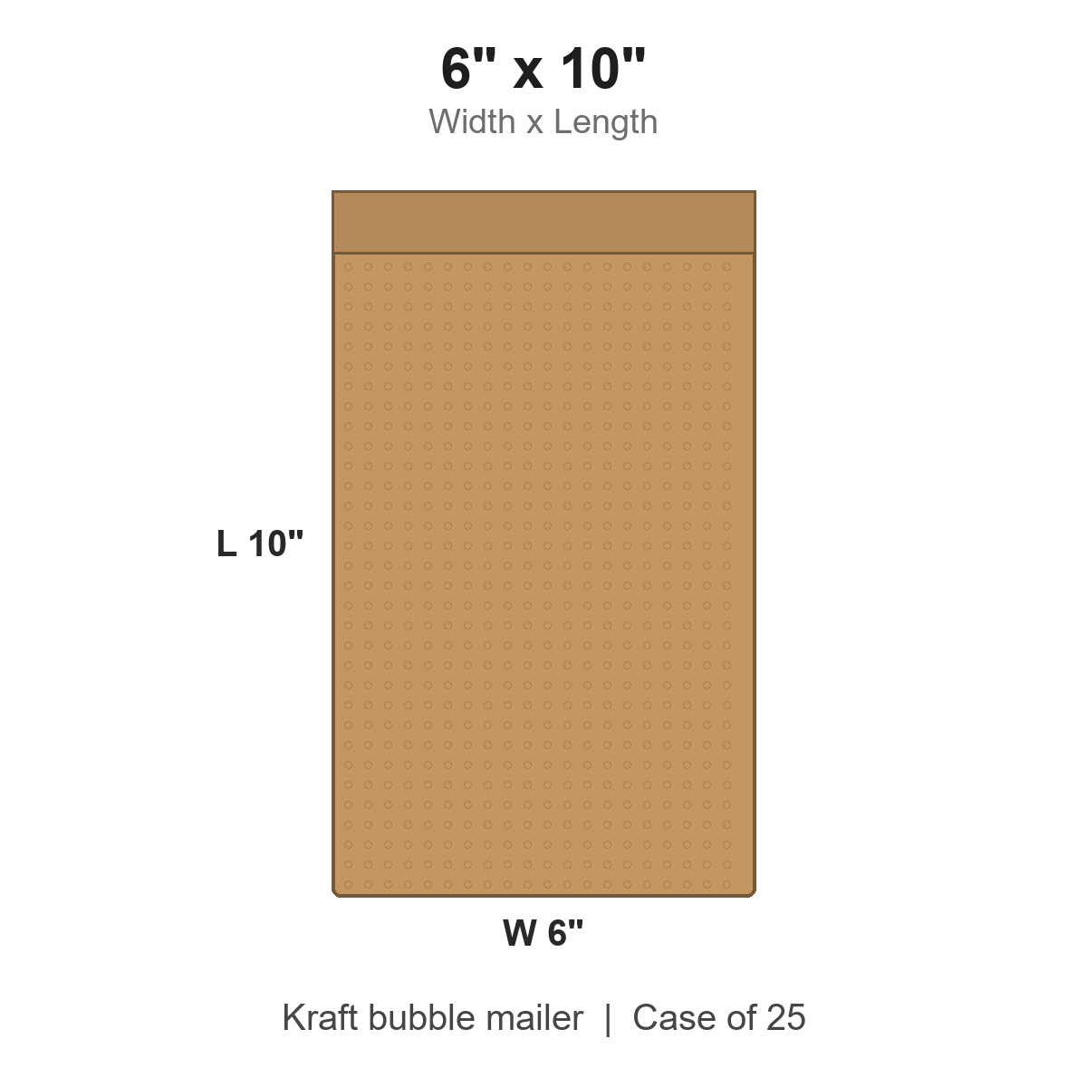 6" x 10" #0 Heat-Seal Kraft Bubble Mailers, Case of 25