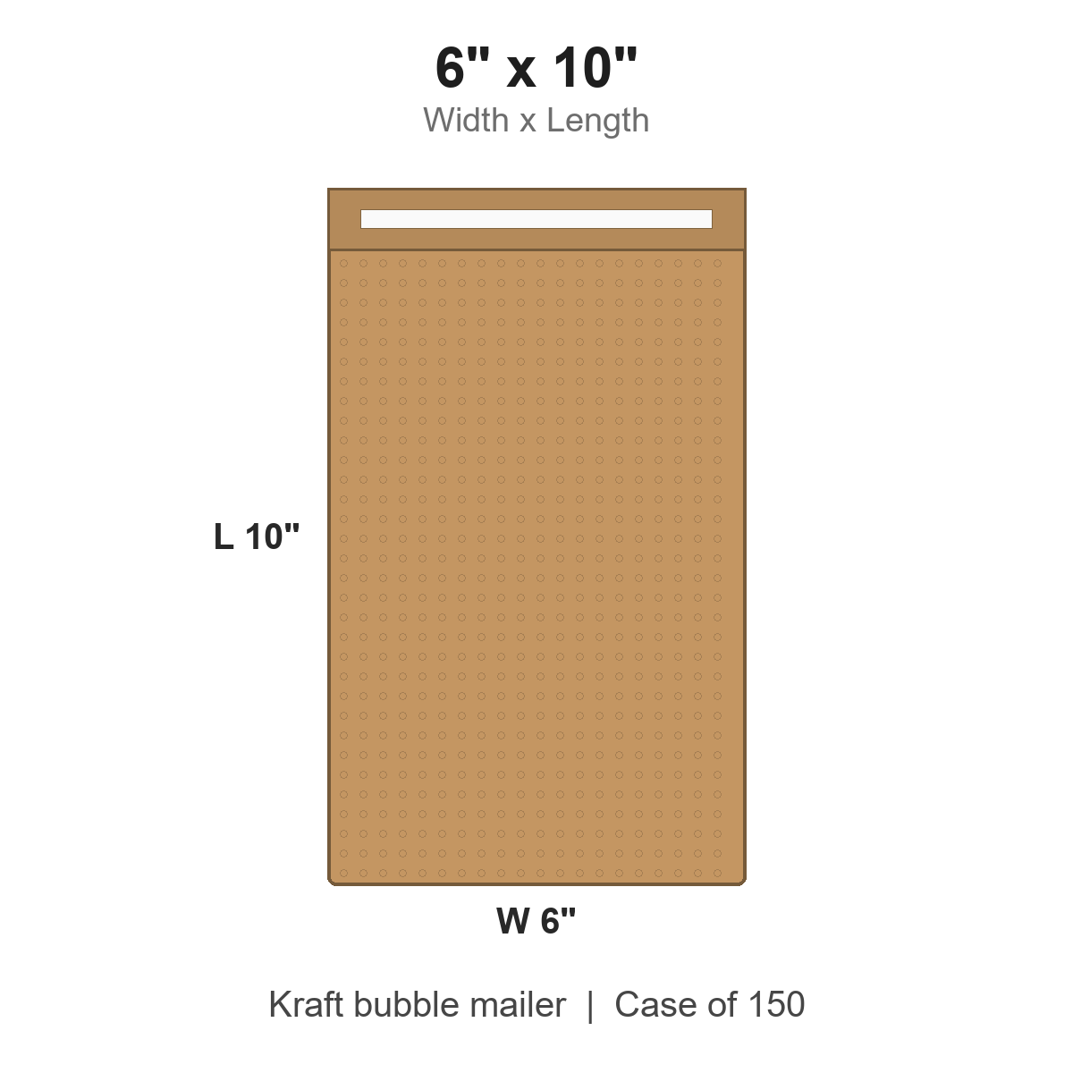 6" x 10" #0 Self-Seal Kraft Bubble Mailers, Case of 150