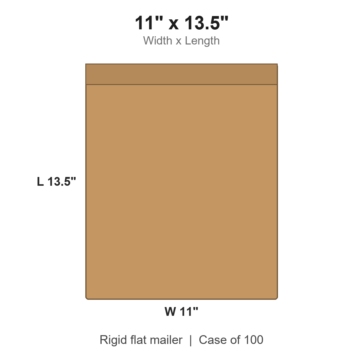 11" x 13.5" Kraft Rigid Flat Mailers, Case of 100