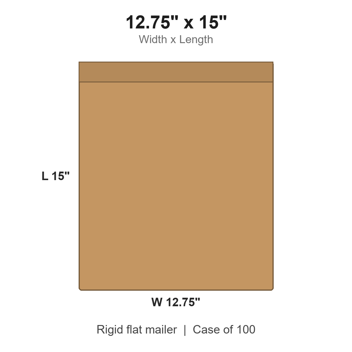 12.75" x 15" Kraft Rigid Flat Mailers, Case of 100