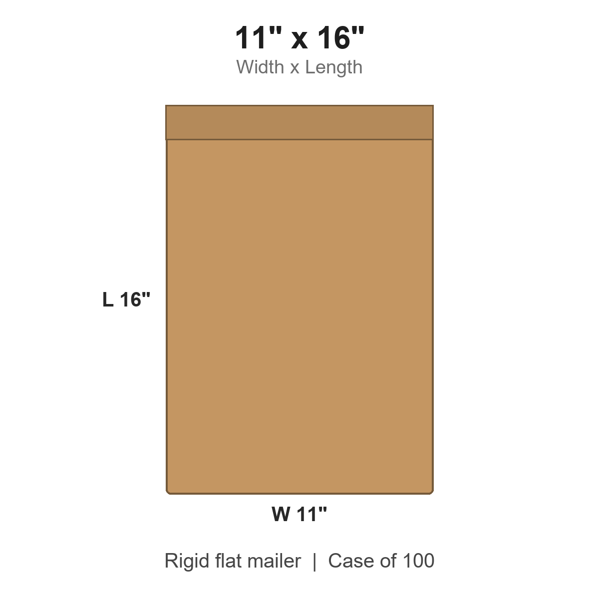 11" x 16" Kraft Rigid Flat Mailers, Case of 100
