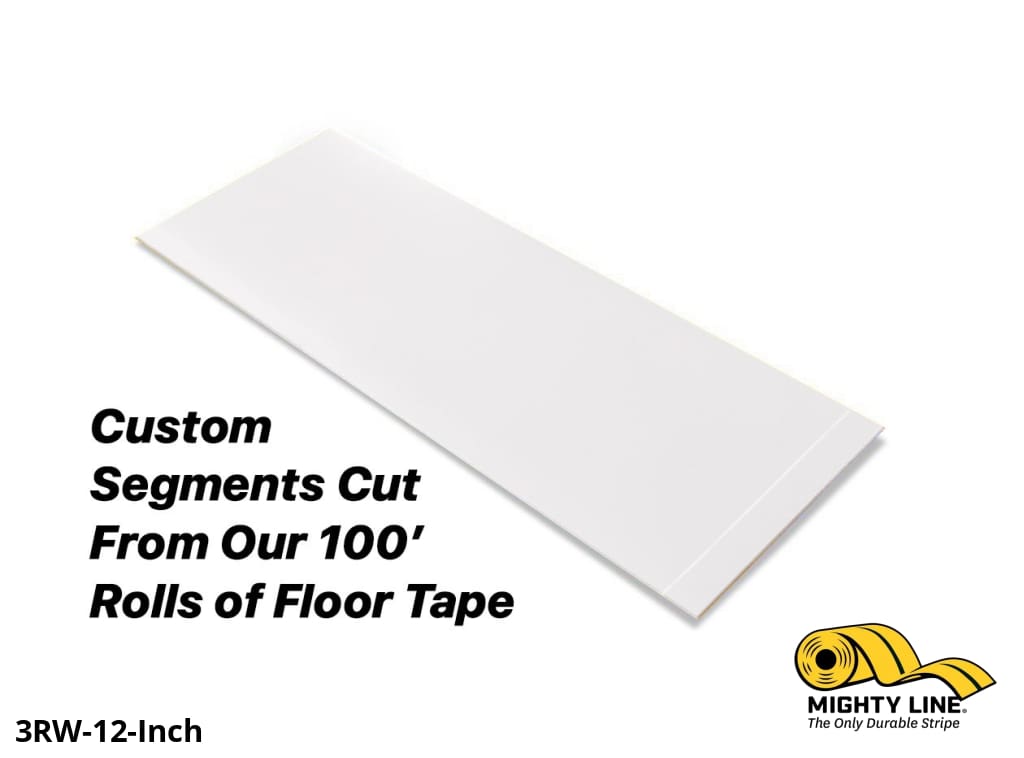 Mighty Line Custom Cut Segments - 3" White Solid Color Tape - 100' Roll