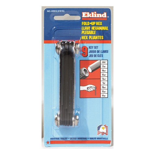 Eklind .050 to 3/16 in. SAE Fold-Up Hex Key Set 20912 9 pc