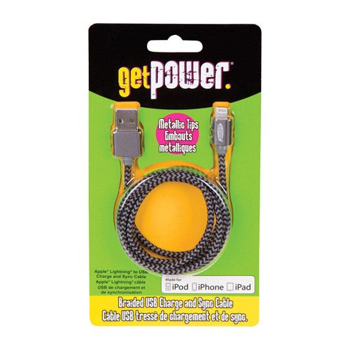 GetPower 3 ft. L Lightning Cable GP-USB-BRL 1 pk, Pack of 6