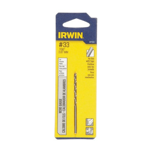 IRWIN #33 X 2-5/8 in. L High Speed Steel Jobber Length Wire Gauge Bit Straight Shank 81133 1 pk
