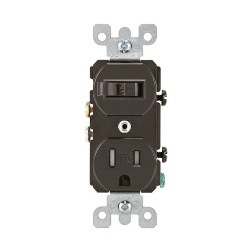 Leviton 15 amps 120 V Brown Combination Switch/Outlet 5-15R T5225 1 pk