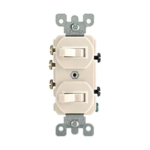 Leviton 15 amps Single Pole or 3-way Rocker Duplex Combination Switch Light Almond 05241-0TS 1 pk