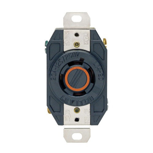 Leviton V-0-MAX 20 amps 125/250 V Single Black Locking Receptacle L14-20R 02410-0BX 1 pk
