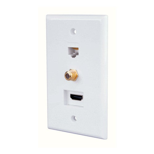 Monster Just Hook It Up White 1 gang Plastic Coaxial Wall Plate JHIU0071 1 pk